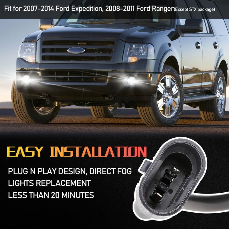Z-OFFROAD 4.5 Inch 48W LED Fog Lights Assembly Compatible with 2007-2014 Ford Expedition 2008 2009 2010 2011 Ford Ranger - 1 Pair - Image 5